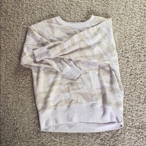 aerie cream tan beige camo oversized crewneck